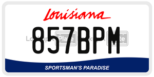 857BPM license plate in Louisiana