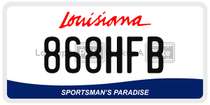 868HFB license plate in Louisiana