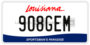 908GEM license plate in Louisiana