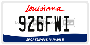 926FWI license plate in Louisiana