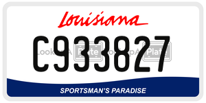 C933827 license plate in Louisiana