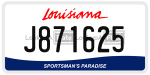 J871625 license plate in Louisiana