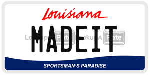 MADEIT license plate in Louisiana