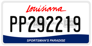PP292219 license plate in Louisiana
