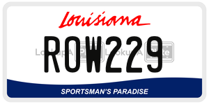 ROW229 license plate in Louisiana