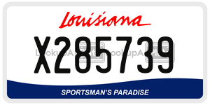 X285739 license plate in Louisiana