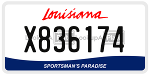 X836174 license plate in Louisiana