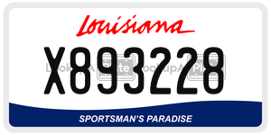 X893228 license plate in Louisiana