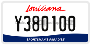 Y380100 license plate in Louisiana