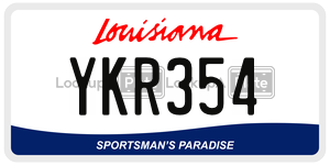 YKR354 license plate in Louisiana