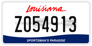 Z054913 license plate in Louisiana