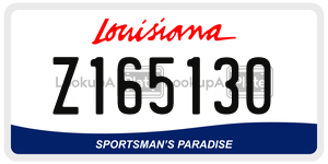 Z165130 license plate in Louisiana
