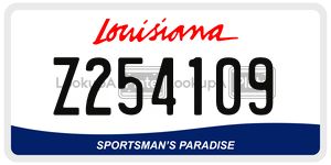 Z254109 license plate in Louisiana