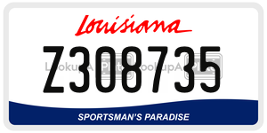 Z308735 license plate in Louisiana