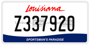 Z337920 license plate in Louisiana