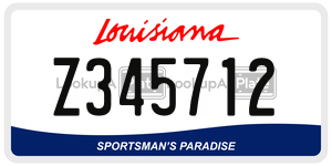 Z345712 license plate in Louisiana