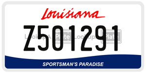 Z501291 license plate in Louisiana