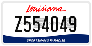 Z554049 license plate in Louisiana