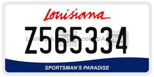 Z565334 license plate in Louisiana