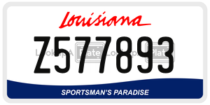 Z577893 license plate in Louisiana