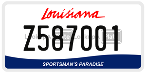 Z587001 license plate in Louisiana
