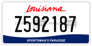 Z592187 license plate in Louisiana