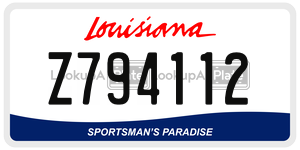 Z794112 license plate in Louisiana