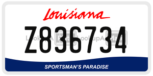 Z836734 license plate in Louisiana