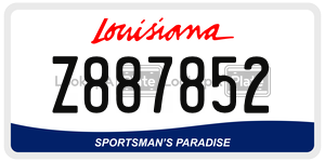Z887852 license plate in Louisiana