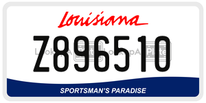 Z896510 license plate in Louisiana