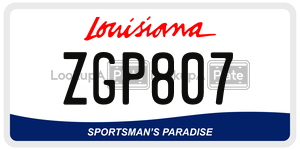 ZGP807 license plate in Louisiana