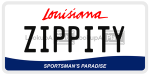 ZIPPITY license plate in Louisiana