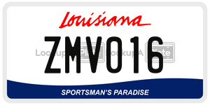 ZMV016 license plate in Louisiana