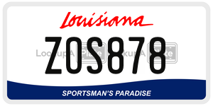 ZOS878 license plate in Louisiana