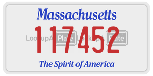 117452  license plate in MA