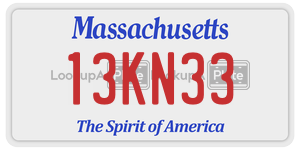 13KN33  license plate in MA