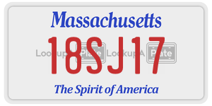 18SJ17  license plate in MA