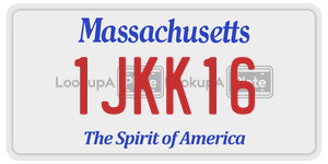 1JKK16 license plate in Massachusetts