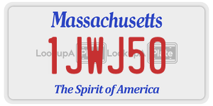 1JWJ50 license plate in Massachusetts