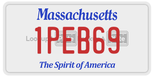 1PEB69  license plate in MA