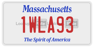 1WLA93  license plate in MA