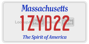 1ZYD22  license plate in MA