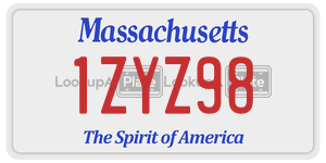 1ZYZ98 license plate in Massachusetts