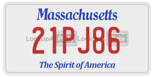 21PJ86 license plate in Massachusetts