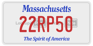 22RP50  license plate in MA