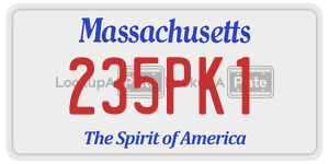 235PK1 license plate in Massachusetts
