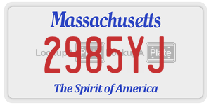2985YJ  license plate in MA