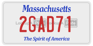 2GAD71 license plate in Massachusetts