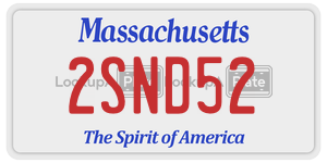 2SND52 license plate in Massachusetts