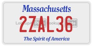 2ZAL36 license plate in Massachusetts